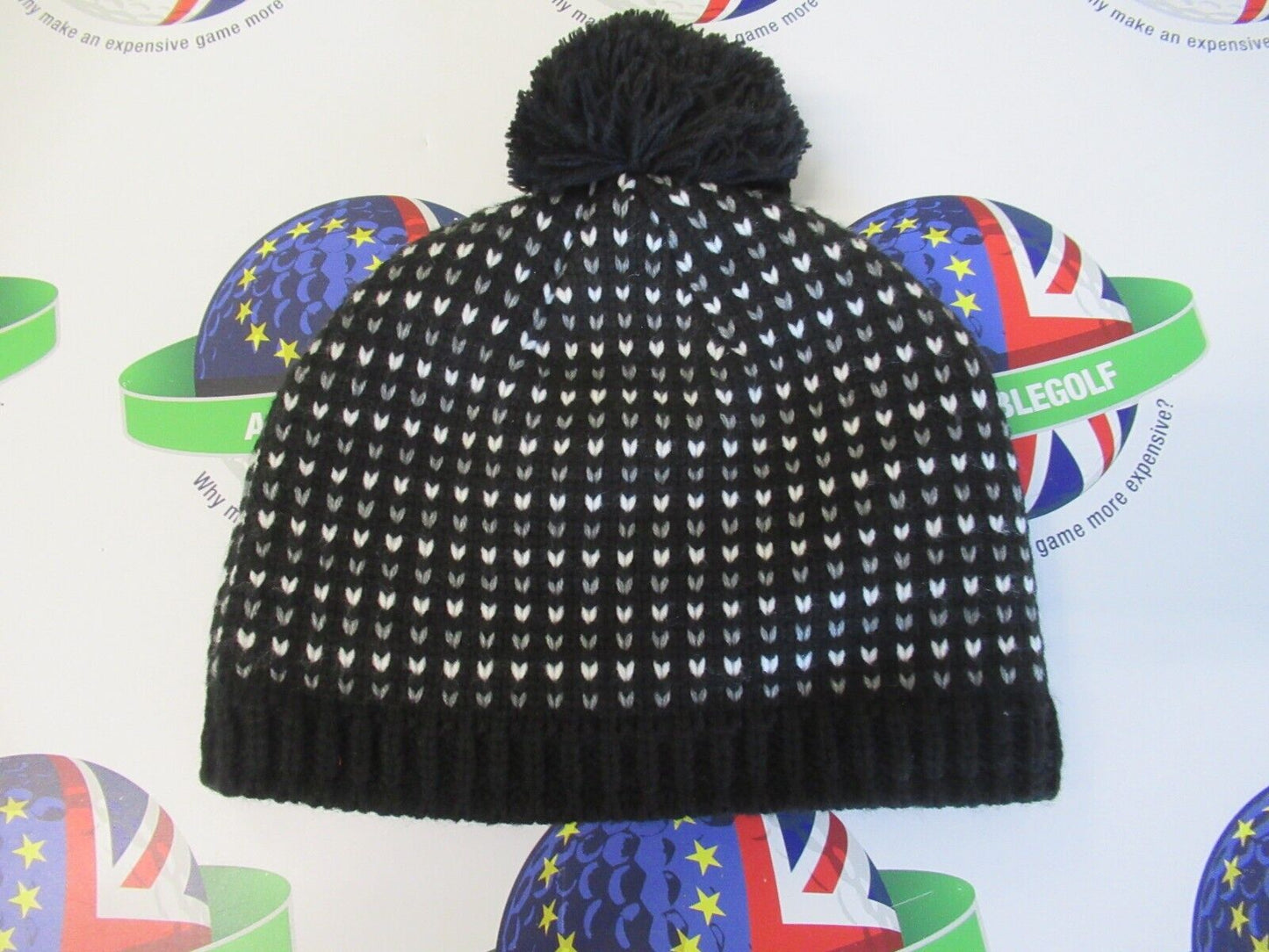 taylormade fleece lined autumn/winter pom beanie black/grey/white
