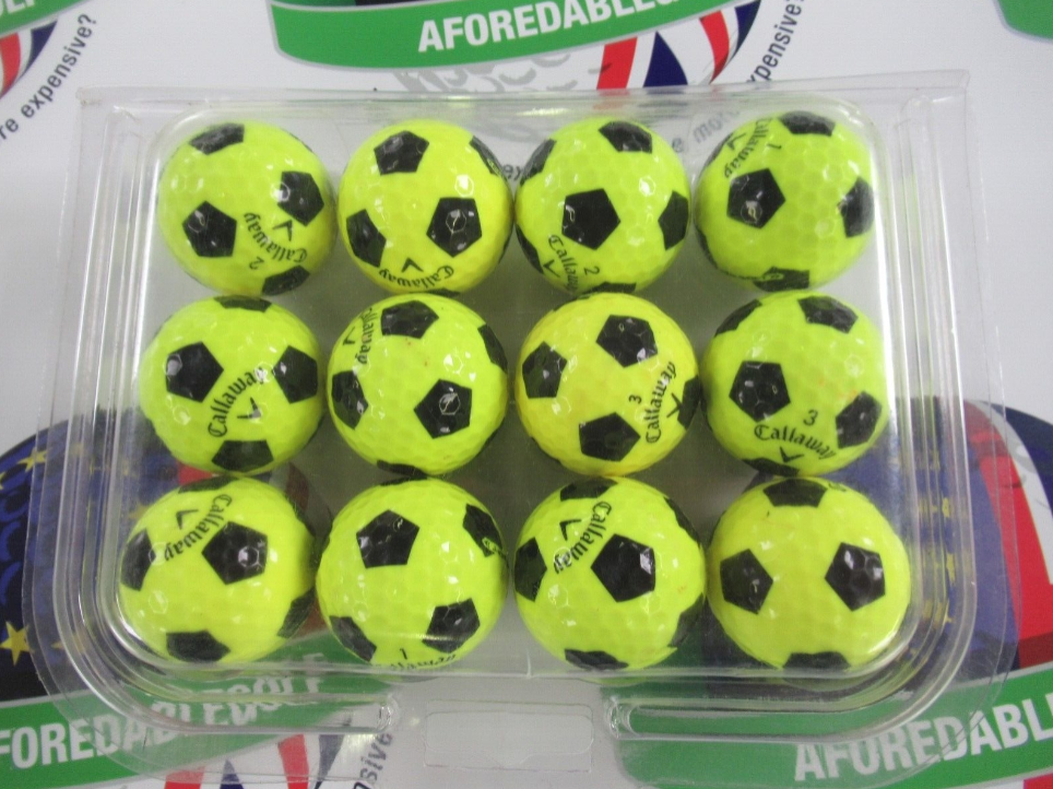 12 Callaway Chrome Soft Truvis Yellow/Black Golf Balls Pearl/Pearl 1 Grade