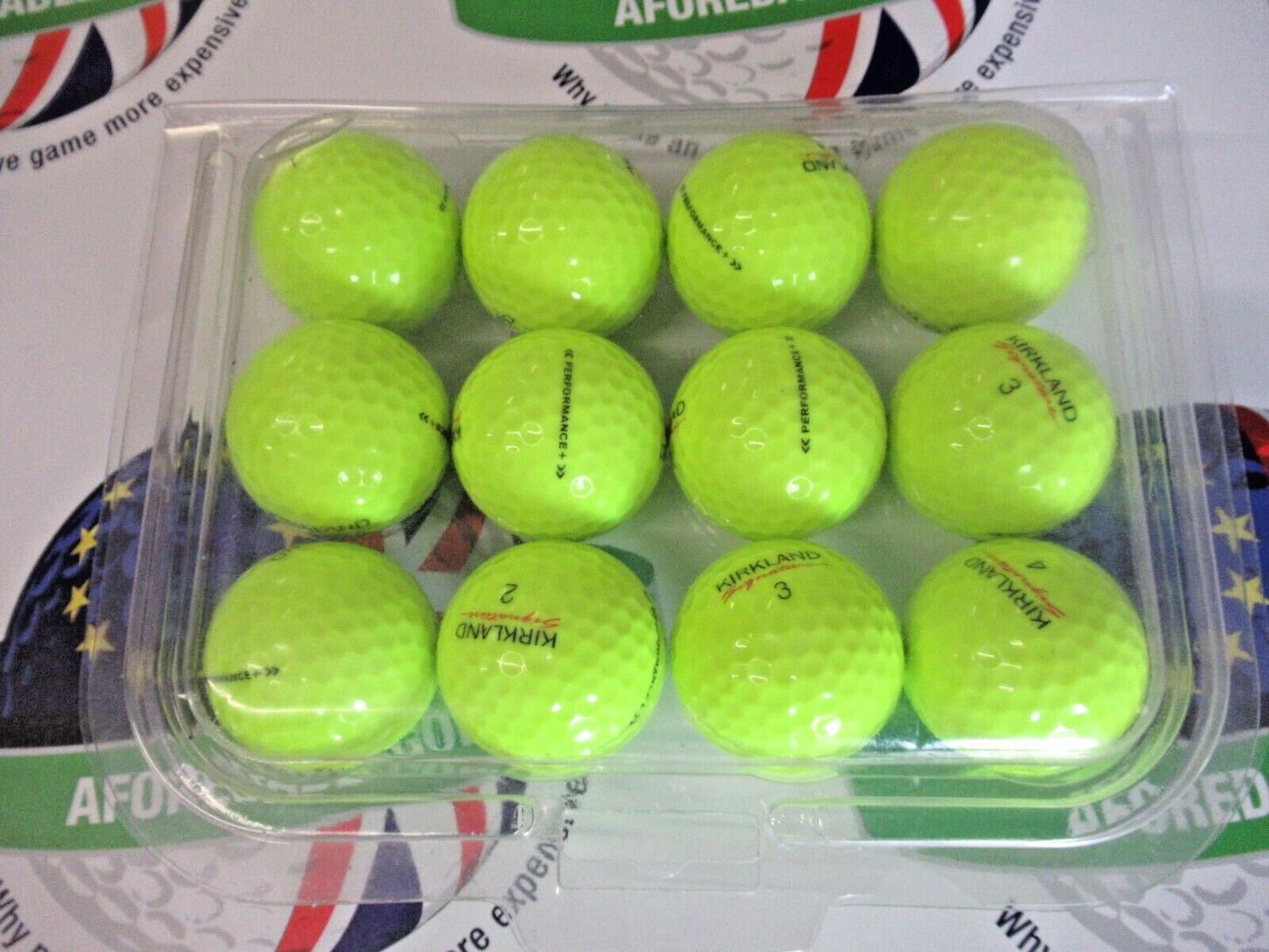 12 Kirkland Signature Optic Yellow Pearl/Pearl 1 Grade Golf Balls
