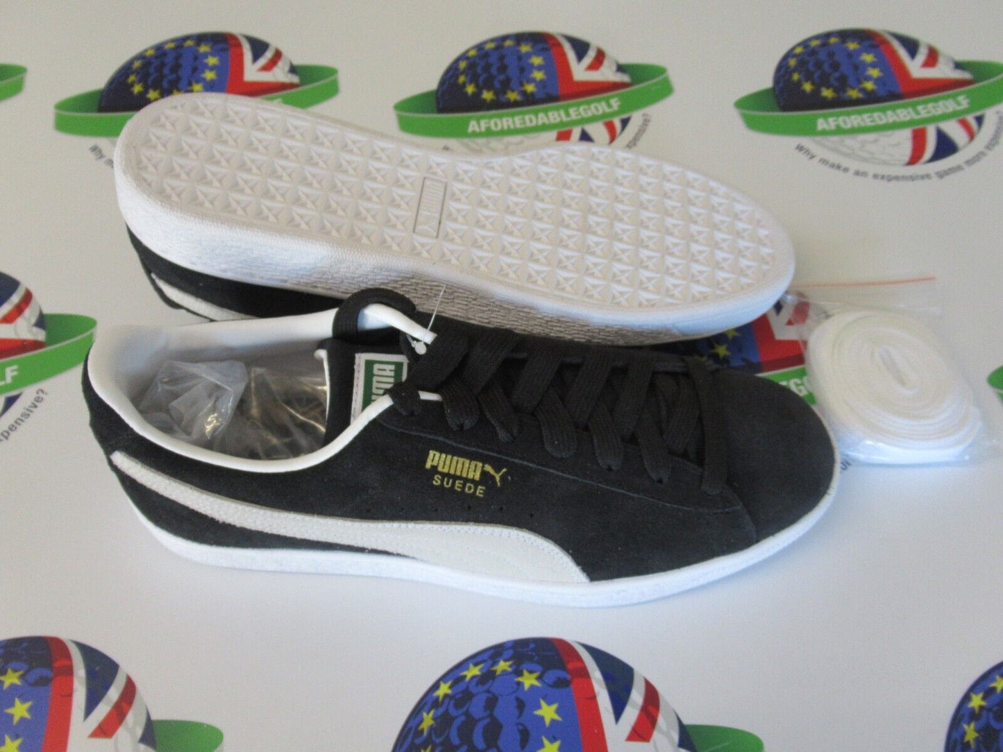 puma suede classic XXI trainers black/grey/white uk size 9