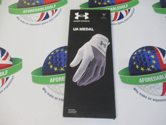 under armour medal white/grey golf glove right hand golf glove medium/large