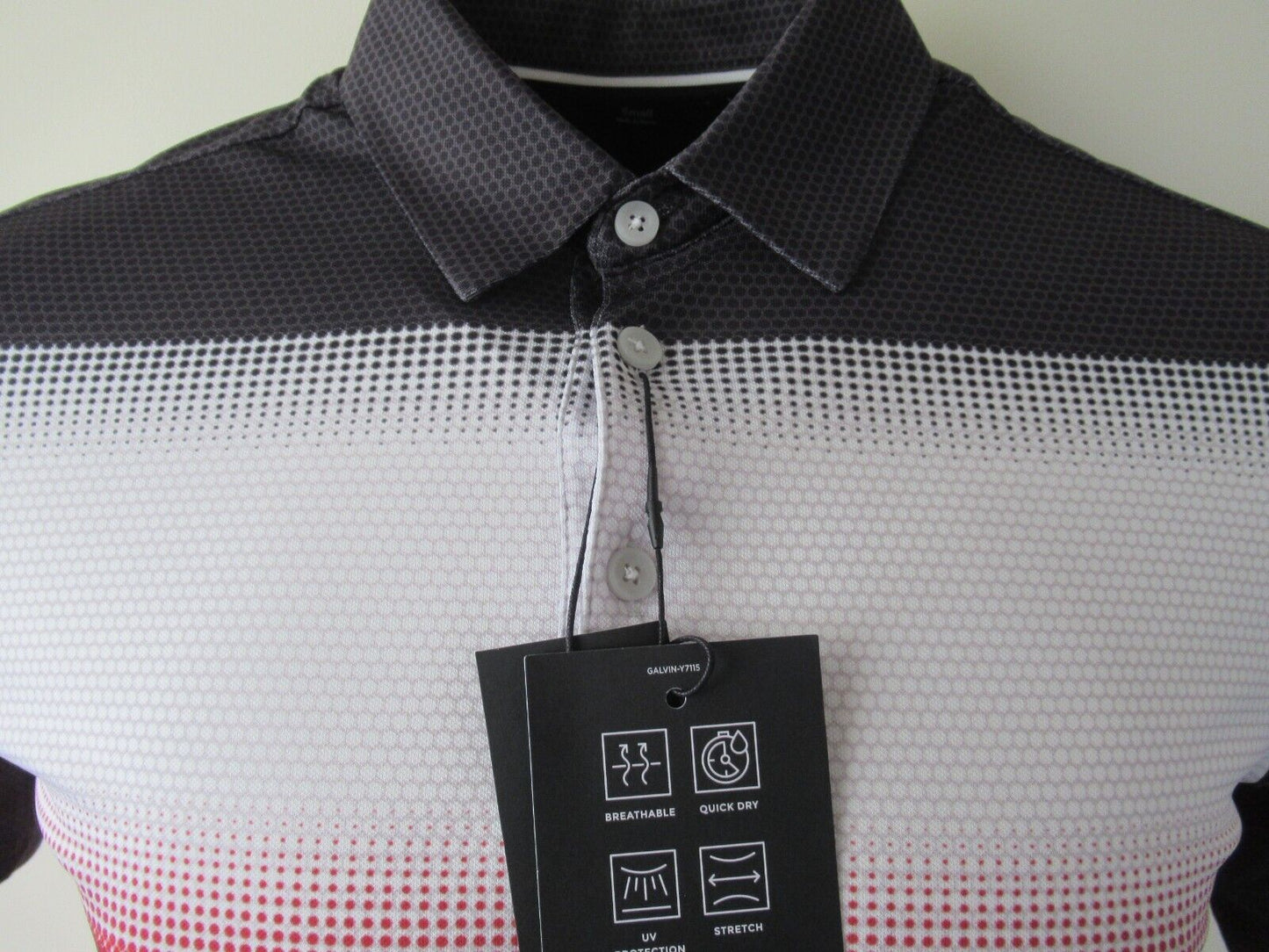 Galvin Green Mo Ventil8 Plus Polo Shirt Red/White/Black UK Size Small