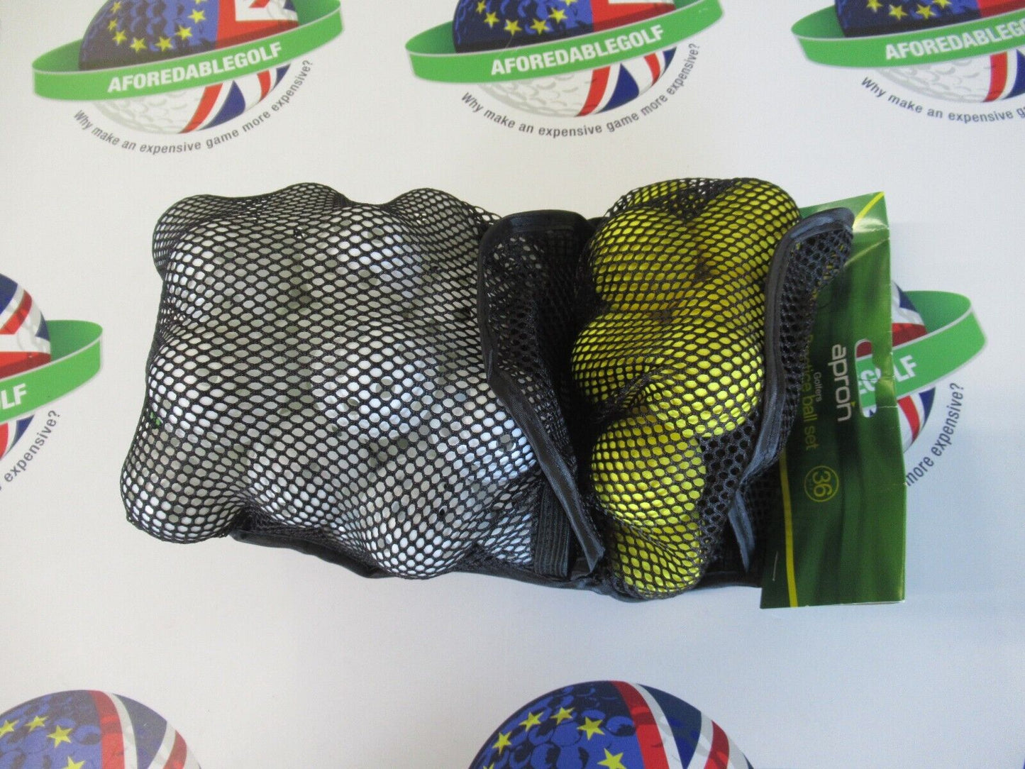 apron golfers practice ball set 24 airflow balls & 12 sponge balls with net bag