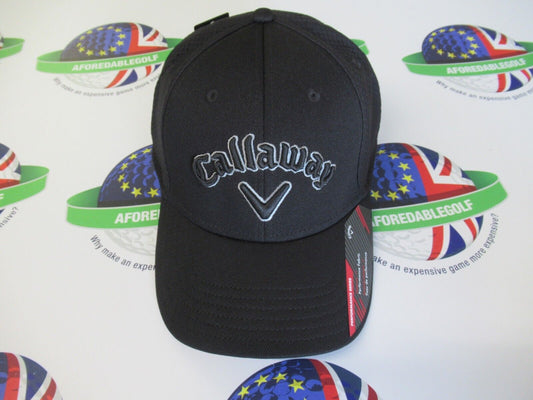 Callaway Golf Mesh Fitted Black/Grey Golf Cap Size Large/XL