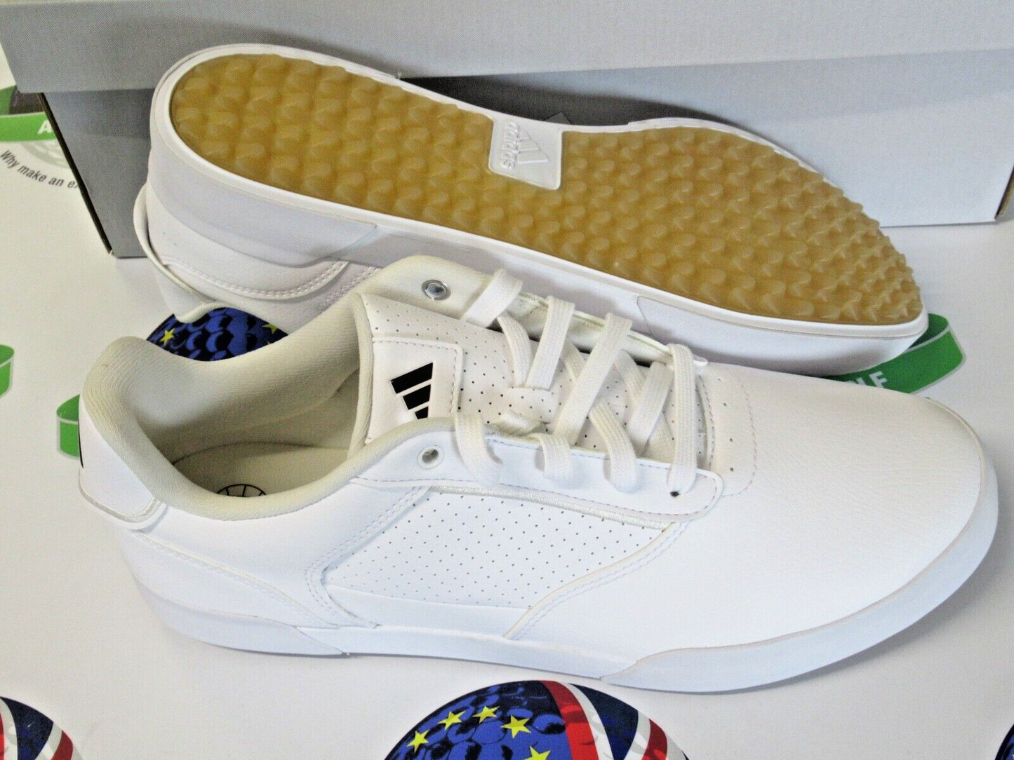 adidas retrocross white/gum waterproof golf shoes uk size 10.5 wide