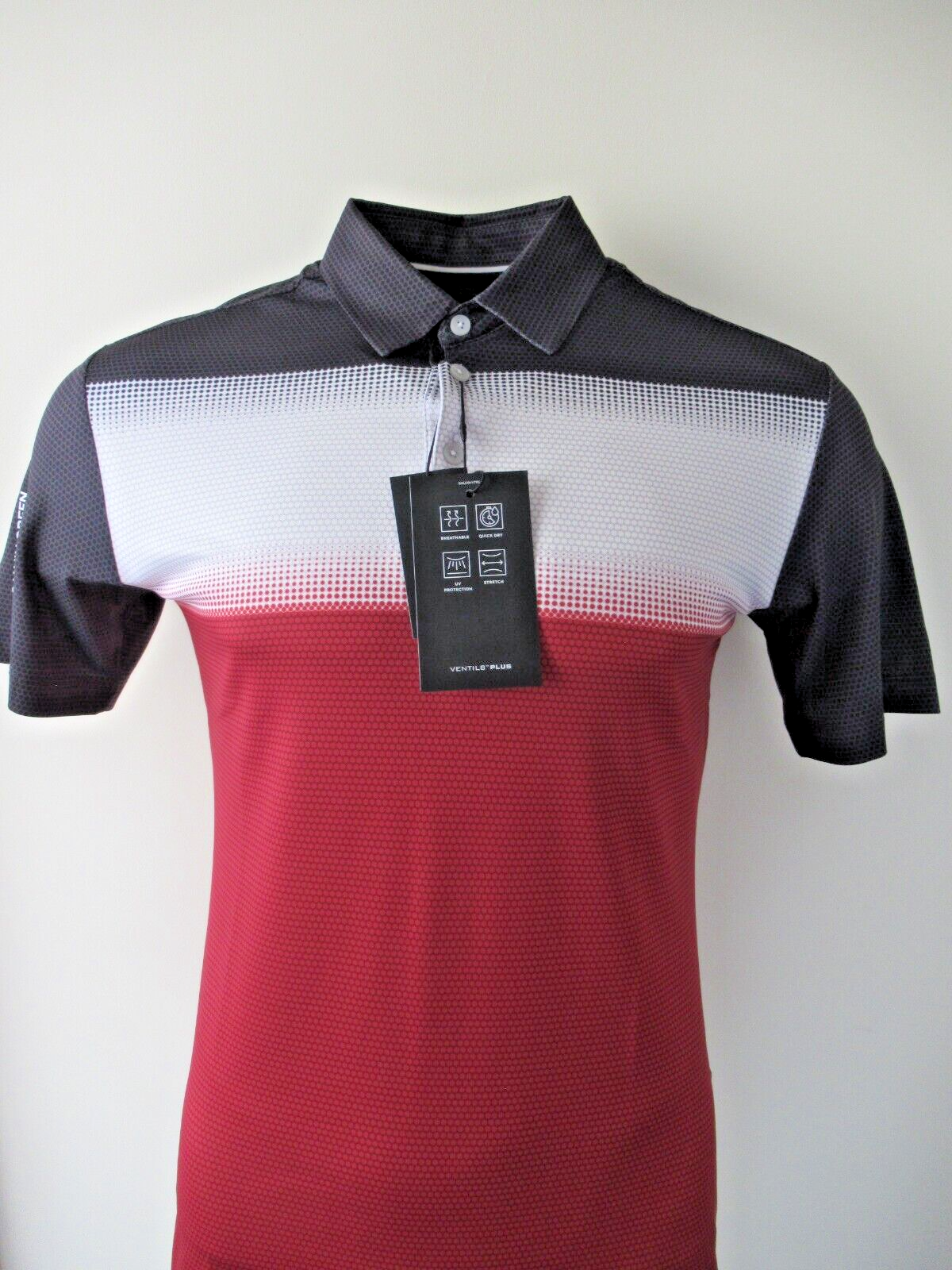 Galvin Green Mo Ventil8 Plus Polo Shirt Red/White/Black UK Size Small