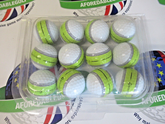 12 Taylormade Tour Response Stripe White/Green Golf Balls Pearl/Pearl 1 Grade