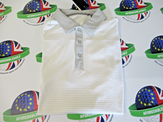 adidas ultimate 365 heat.rdy white/grey polo shirt uk size small