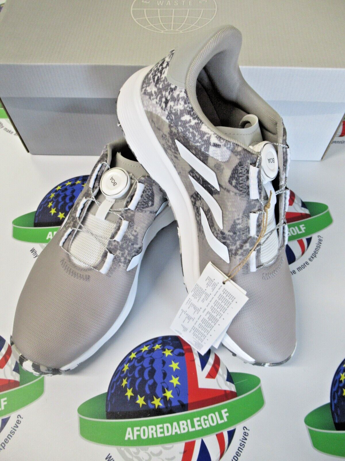 adidas s2g sl boa 23 waterproof golf shoes grey camo/white uk size 7.5 wide