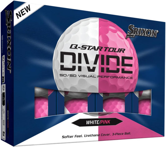 New 12 Srixon Q-Star Tour Divide Pink/White Golf Balls