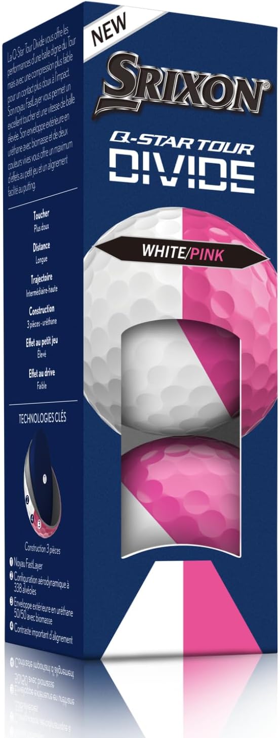 New 12 Srixon Q-Star Tour Divide Pink/White Golf Balls