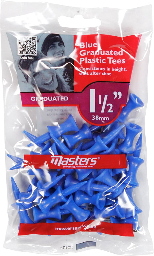 Masters Plastic Graduated Golf Tees 1.5"  38MM Blue Pack Of 30