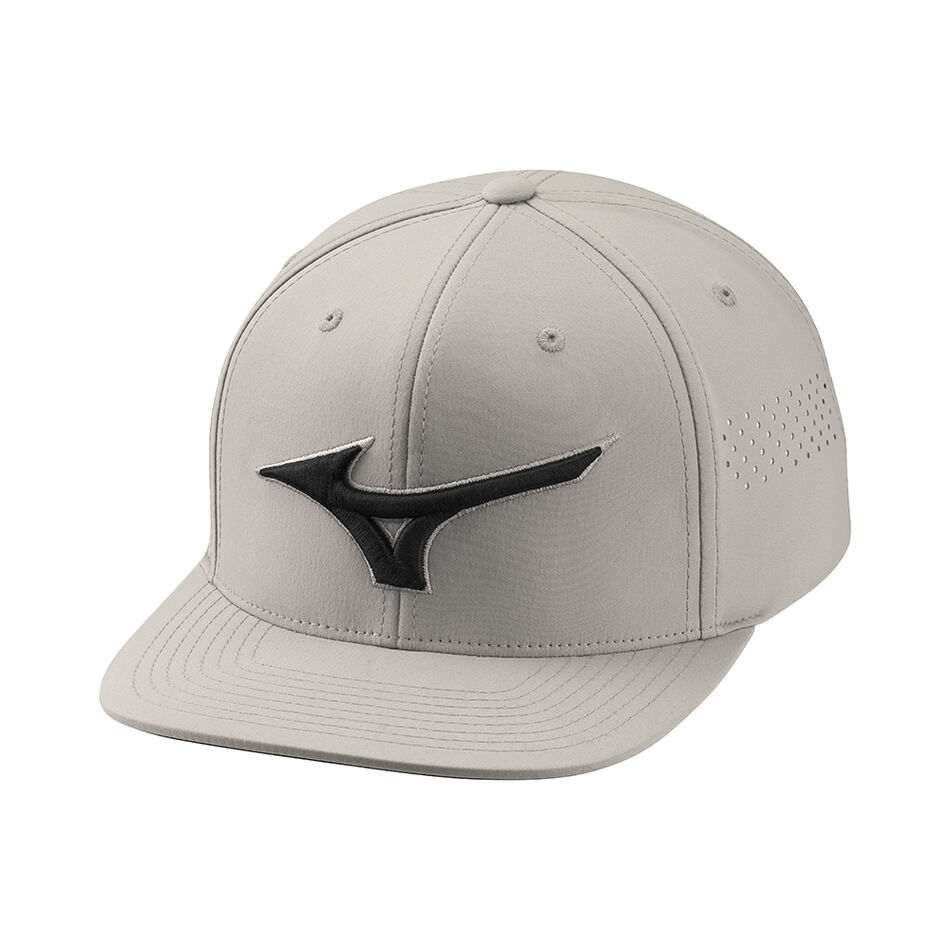 New Mizuno Tour Flat Snapback Adjustable Golf Cap Light Grey OSFA