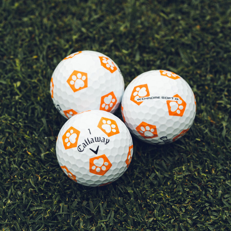 new 12 callaway chrome soft truvis orange dog paw limited edition golf balls