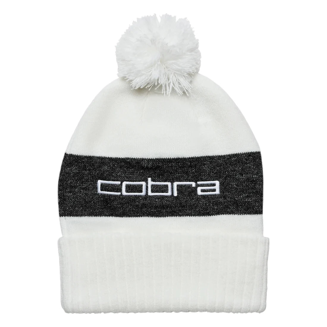 Cobra Pom Autumn/Winter Beanie Hat White Glow Puma Black One Size Fits All
