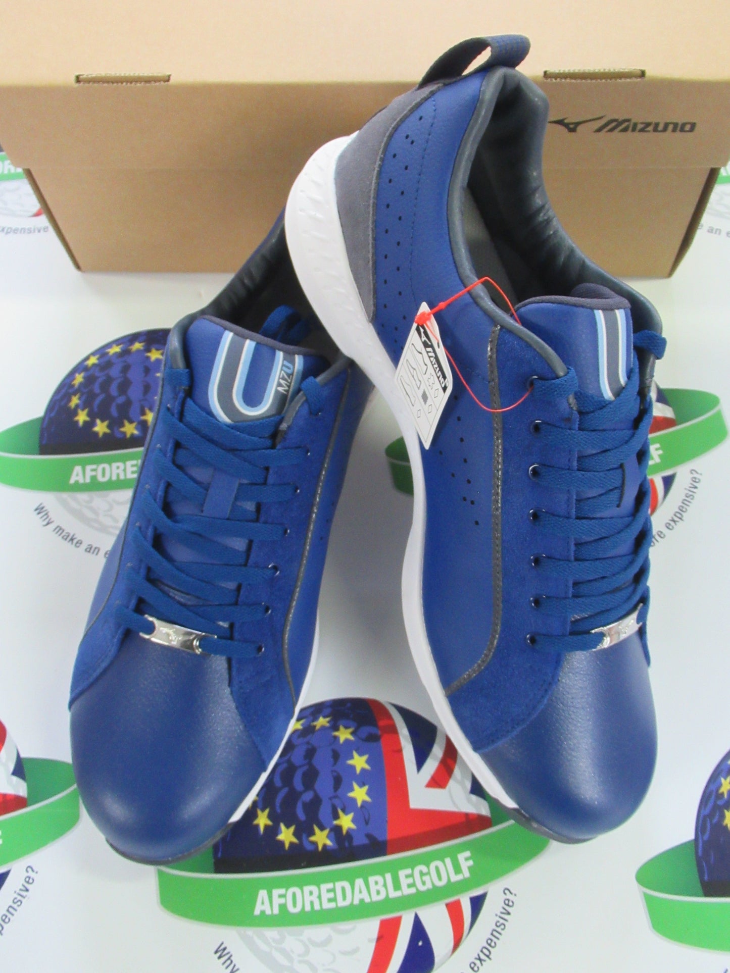mizuno mzu le navy blue leather golf shoes uk size 9.5