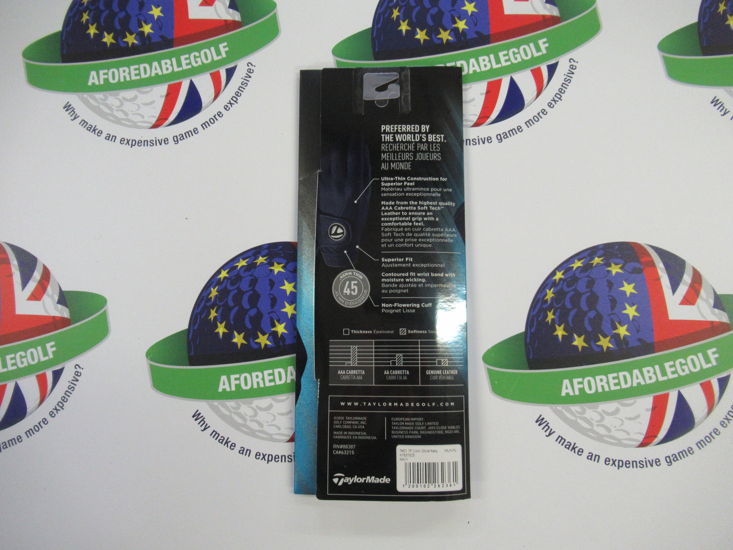taylormade tp cabretta leather navy left hand golf glove size xl