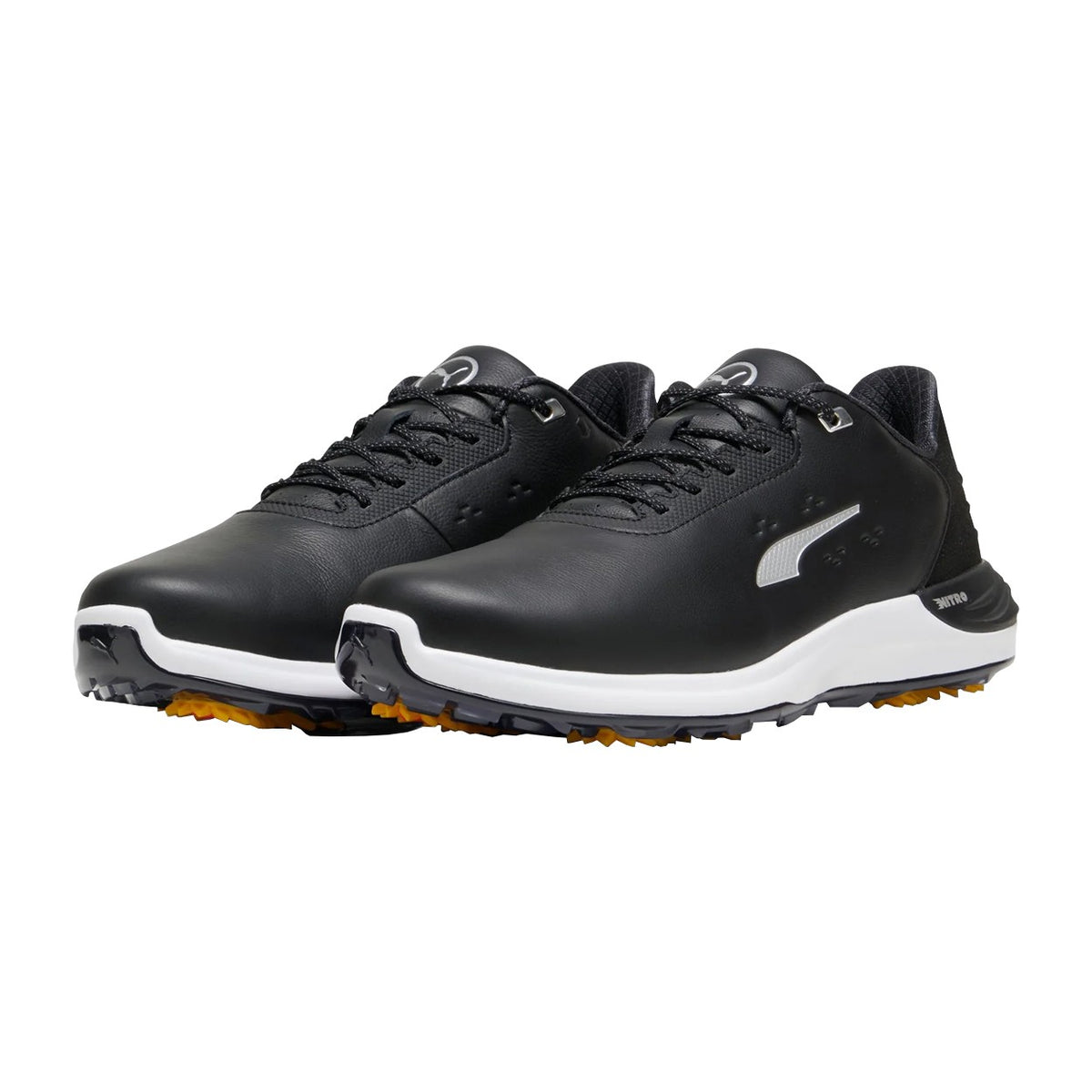 Puma Iphantomcat Nitro + Golf Shoes Black/Silver/Yellow Sizzle UK Size 10.5