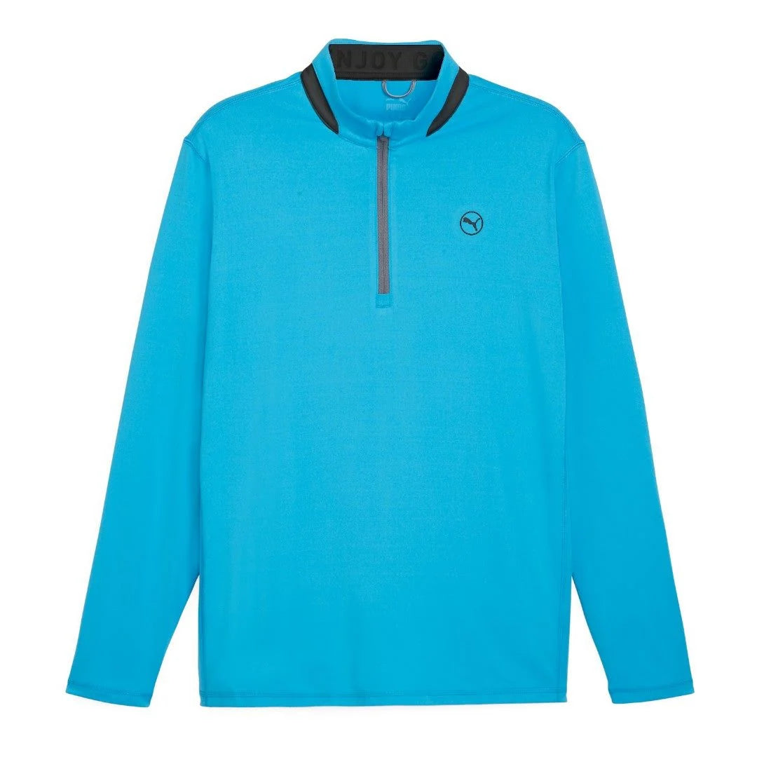 Puma Light Weight 1/4 Zip Pullover Aqua Blue/Puma-Black UK Size XXL