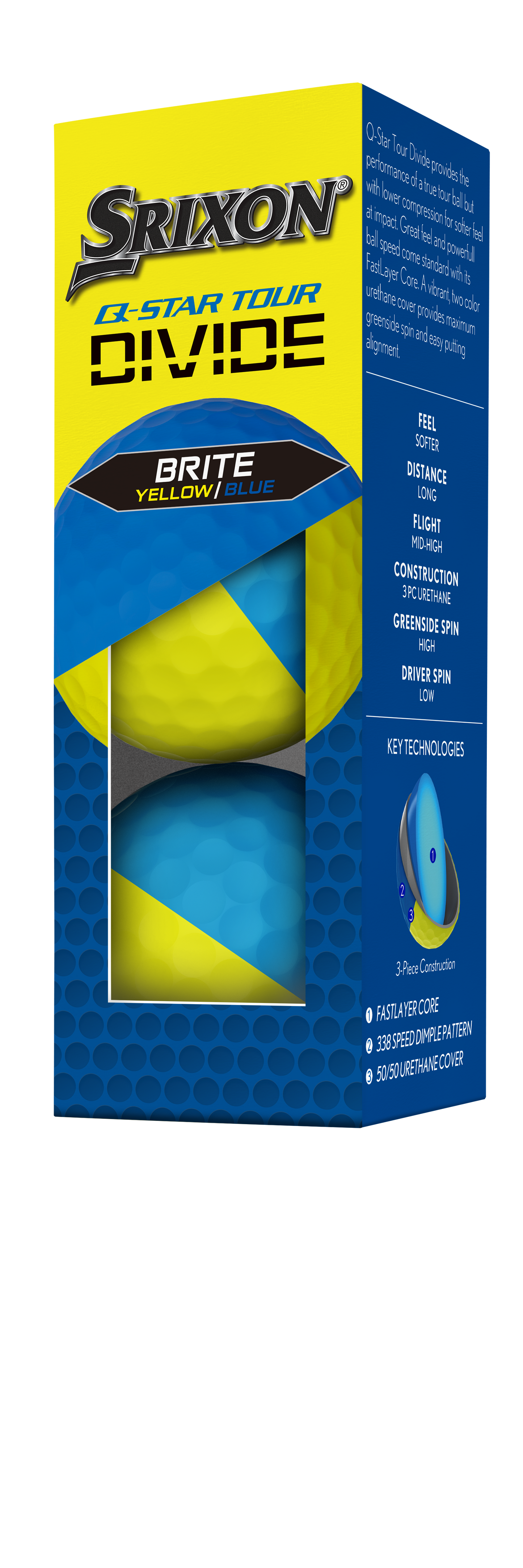 12 Srixon Q-Star Tour Divide Yellow/Blue Golf Balls