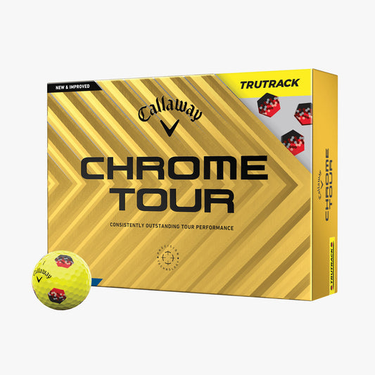 New 1 Dozen Callaway Chrome Tour  Trutrack Yellow Golf Balls