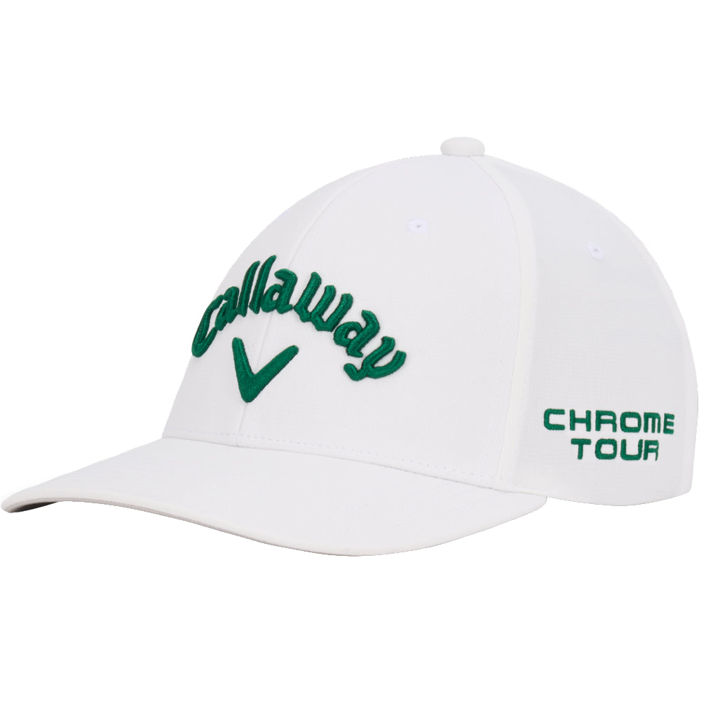 New Callaway Golf Tour Performance Pro White/Green Adjustable Cap Elyte