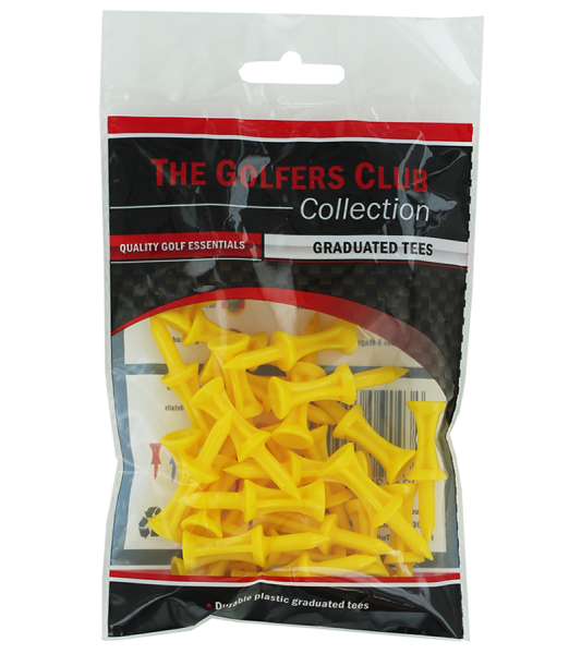 The Golfers Club Collection 25mm Yellow Graduated Golf Tees Pack Of 30