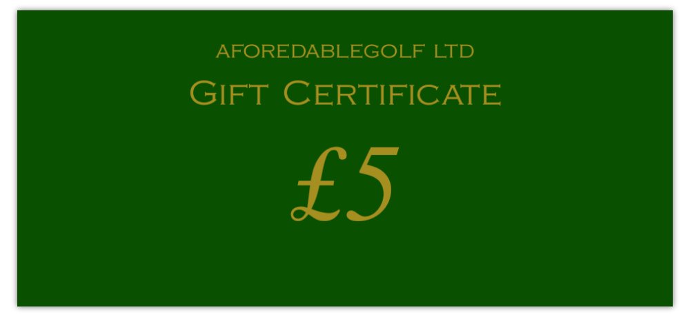 Aforedablegolf £5 gift voucher