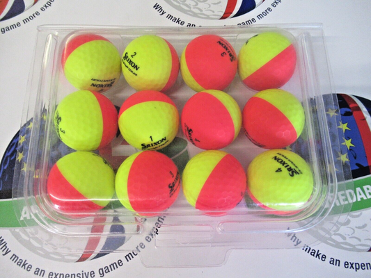12 Srixon Q-Star Tour Divide Red/Yellow Golf Balls Pearl/Pearl 1 Grade