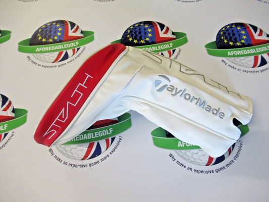 new taylormade white/silver/red stealth driver head cover