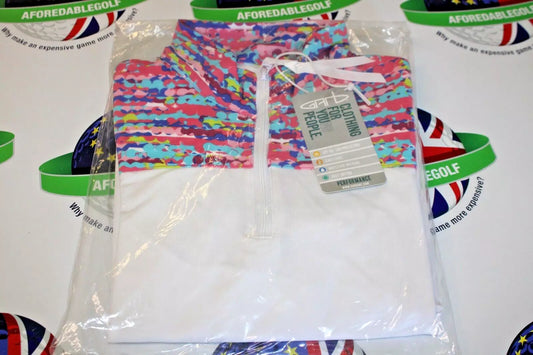 Garbinc Elizabeth Junior Girls 1/2 Zip Pullover White/Multi Large Ages 9-10