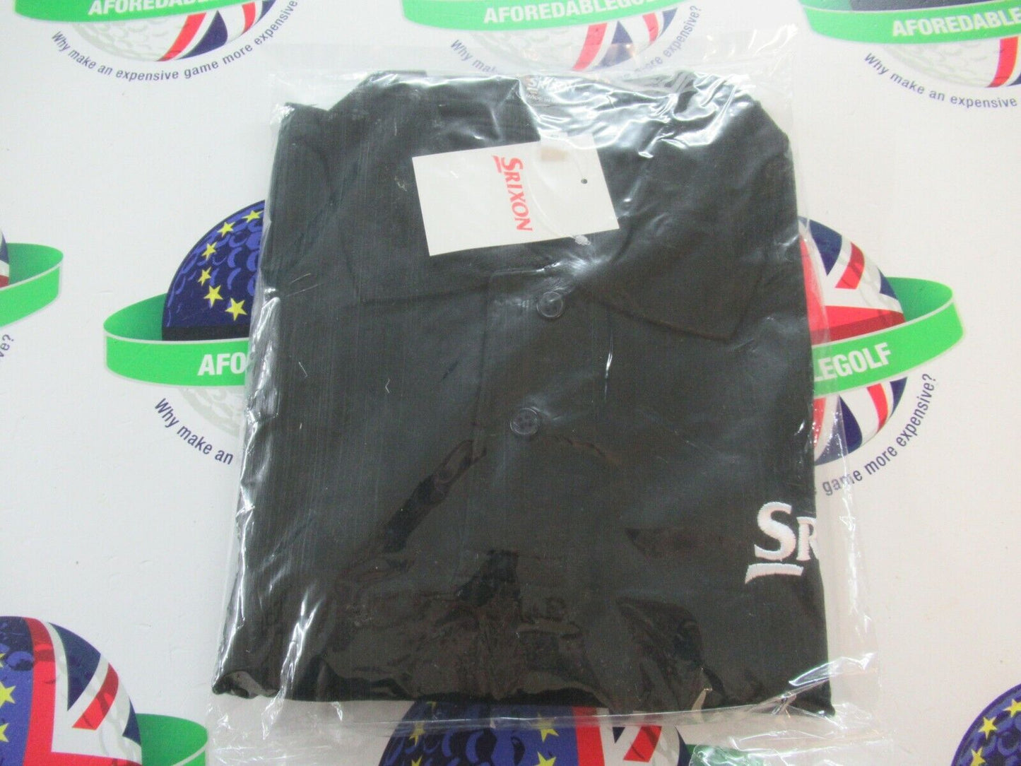 srixon tour issue dual branded black polo shirt uk size small
