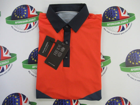 galvin green mateus ventil8 plus polo shirt orange/navy/white uk size medium