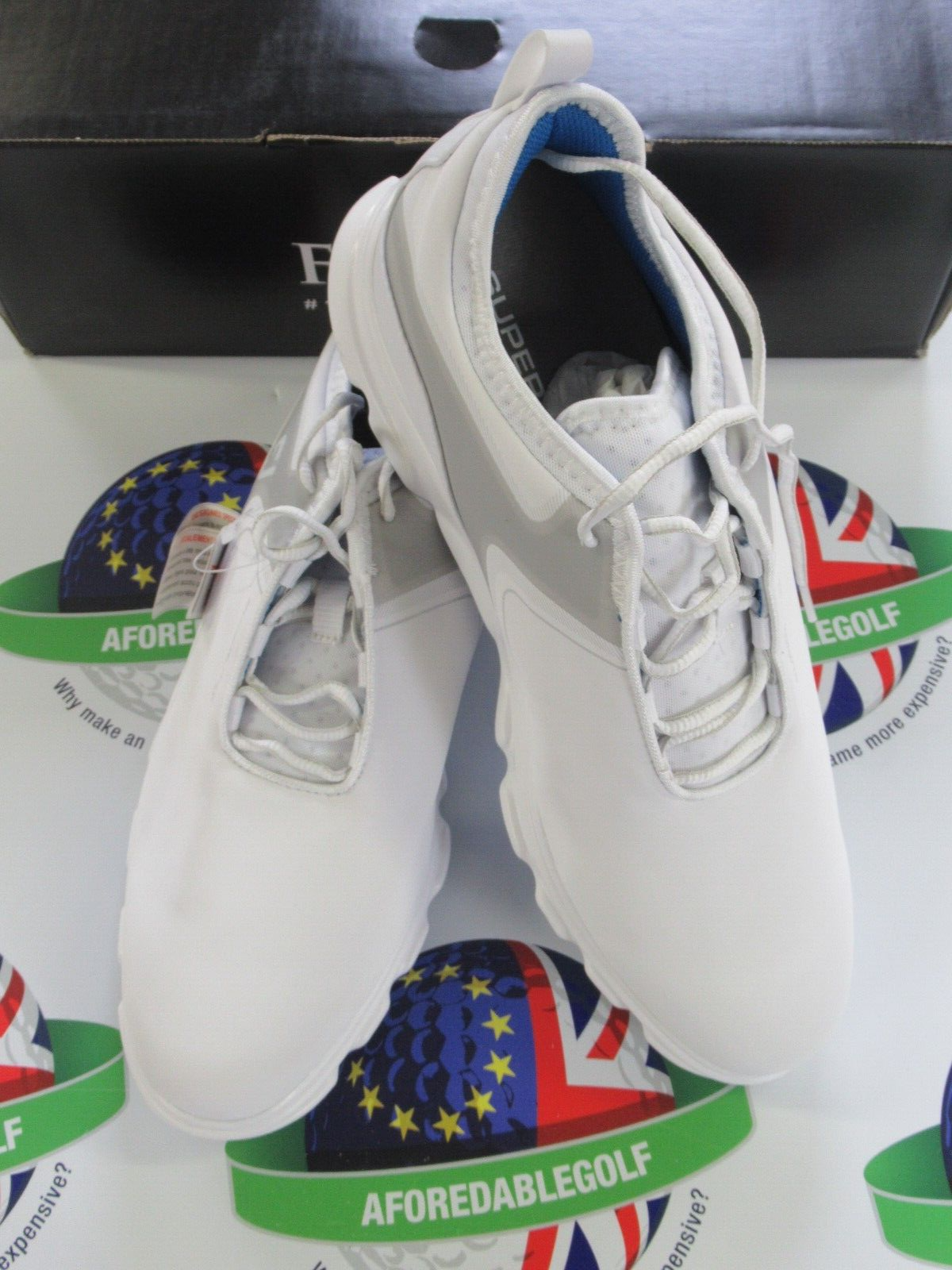footjoy superlites xp golf shoes 58060k white/grey/blue uk size 9 medium
