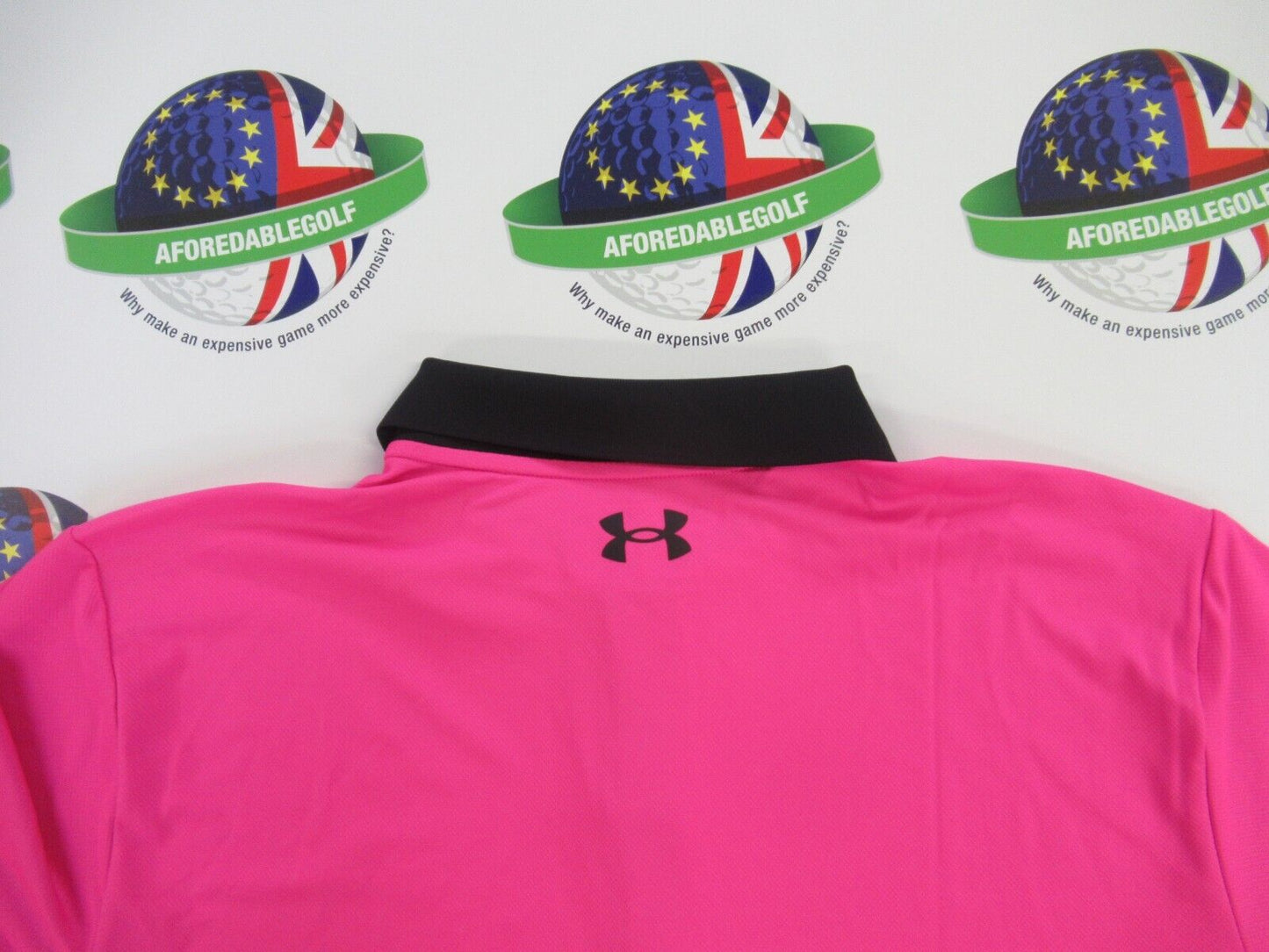 under armour the performance polo 3.0 colour block black/pink uk size medium