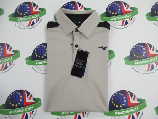mizuno comp trim polo shirt grey/black uk size small