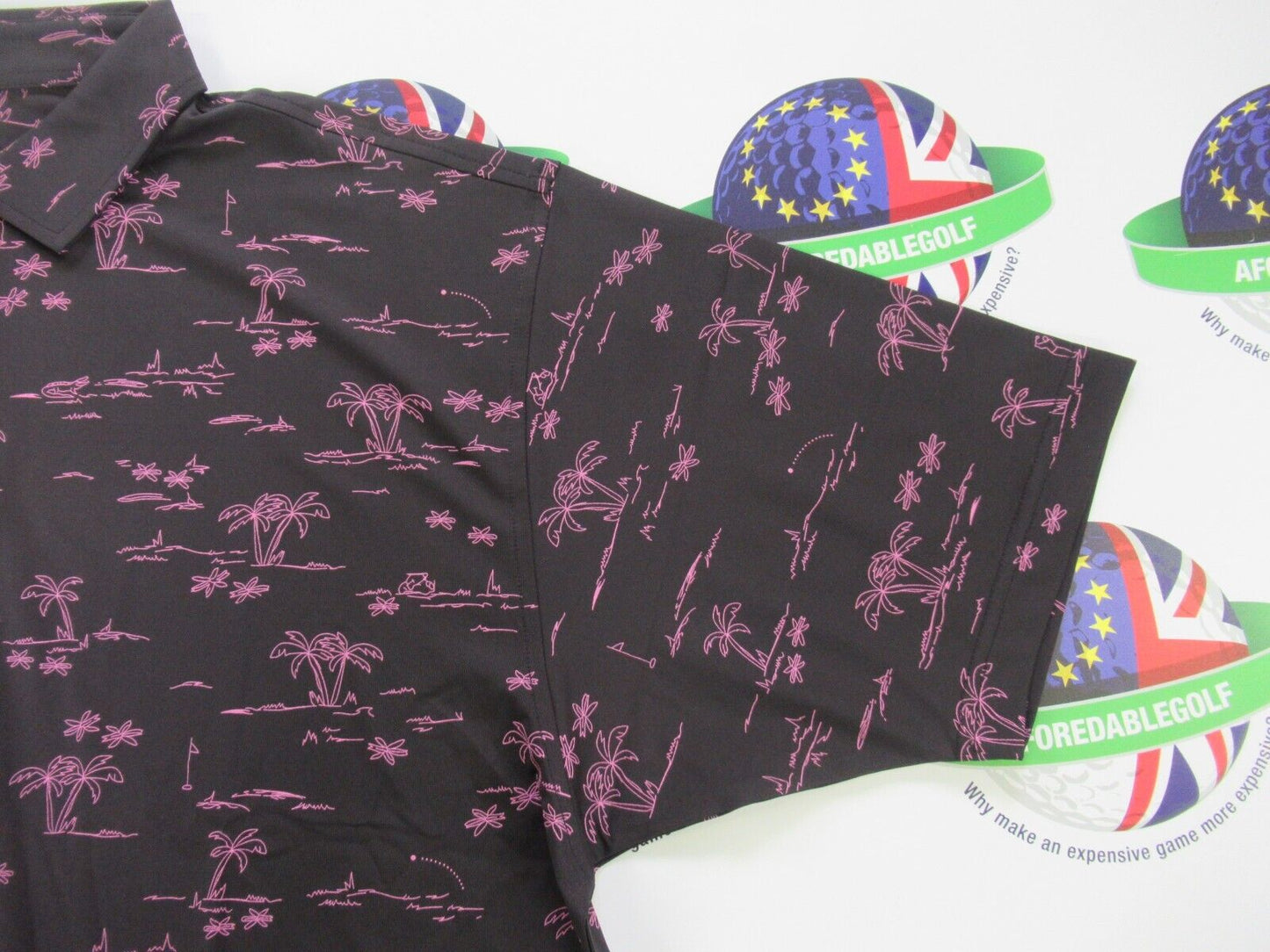 footjoy eu tropic golf print polo shirt black/orchid uk size large