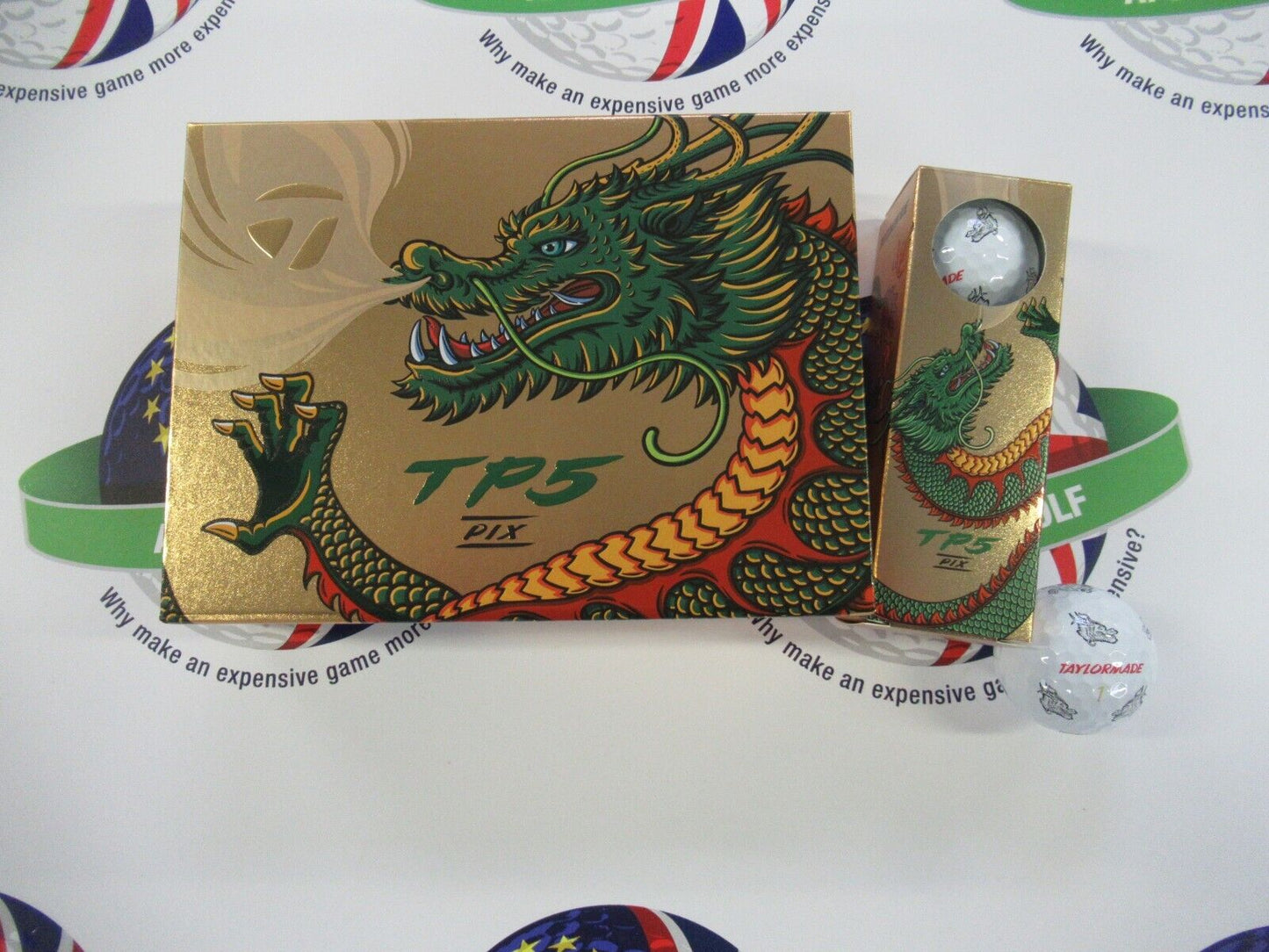 new 12 taylormade vault limited edition tp5 pix dragon gold golf balls