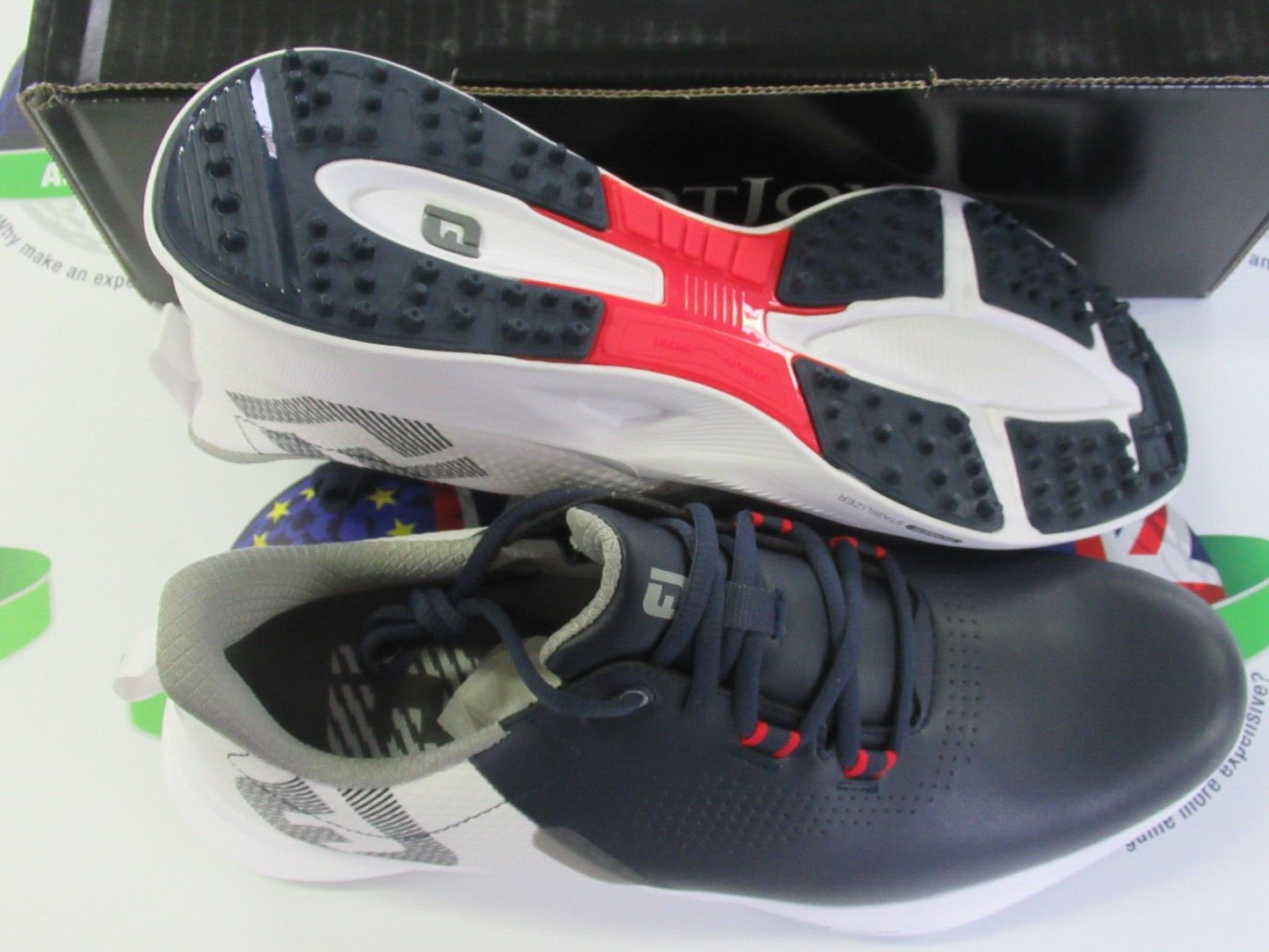 footjoy fj fuel waterproof golf shoes 55442k navy/white uk size 8.5 medium
