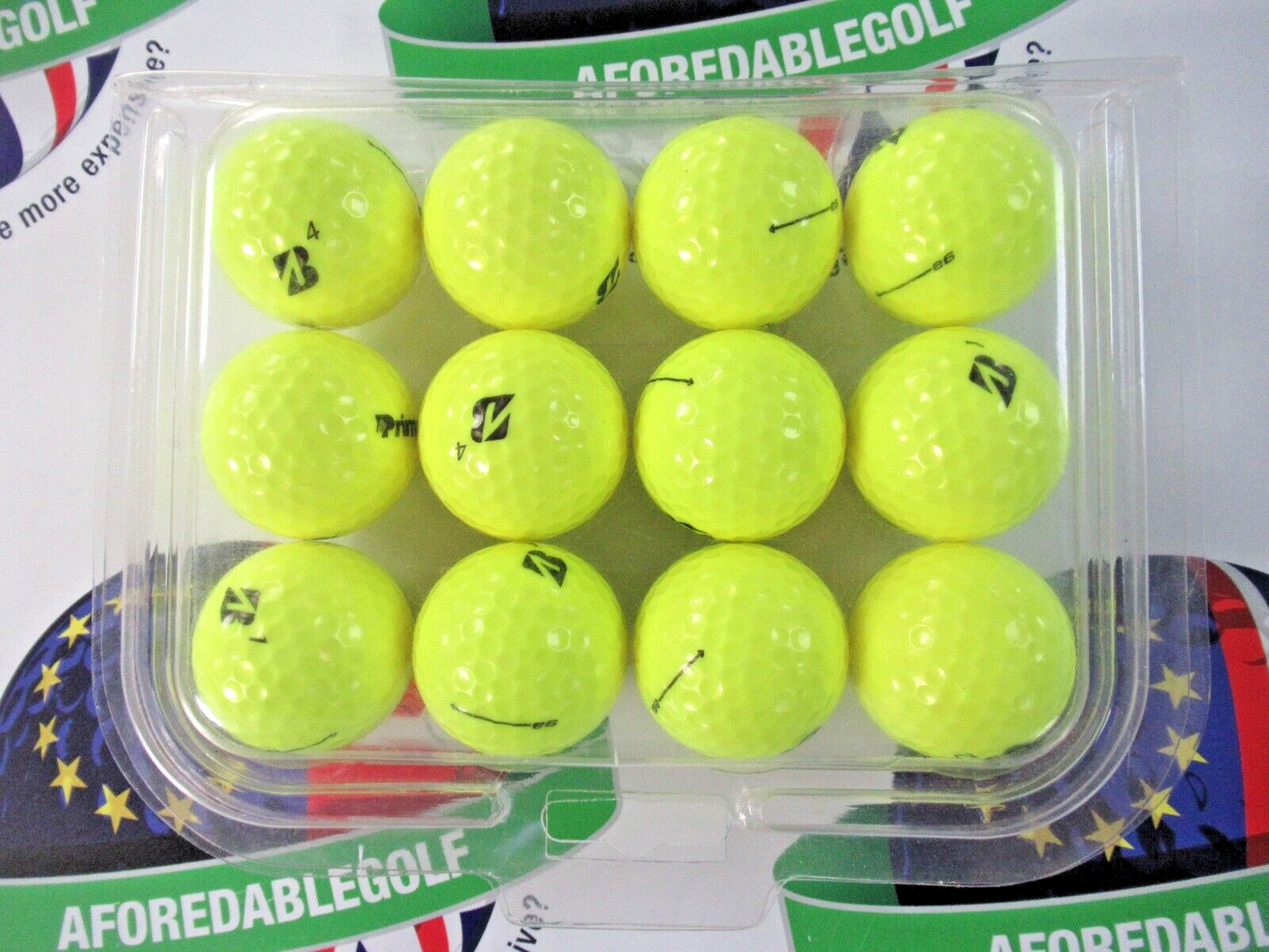 12 bridgestone e6 optic yellow golf balls pearl/pearl 1 grade