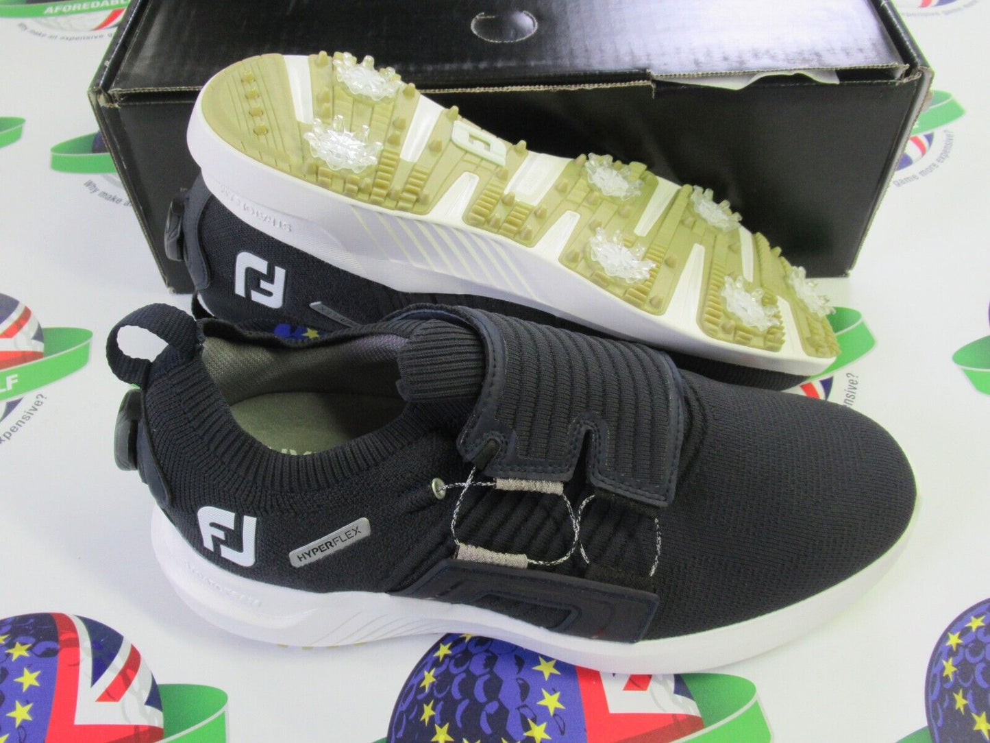 footjoy hyperflex boa waterproof golf shoes 51089k dark navy/white 8 medium