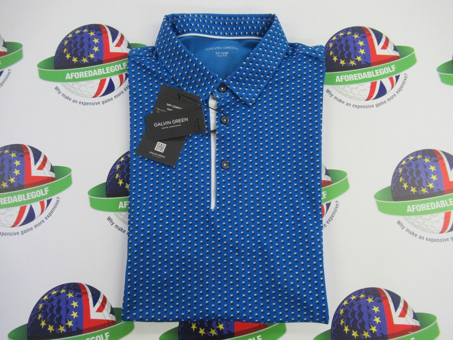 galvin green mark ventil8 plus polo shirt blue/white uk size xxl
