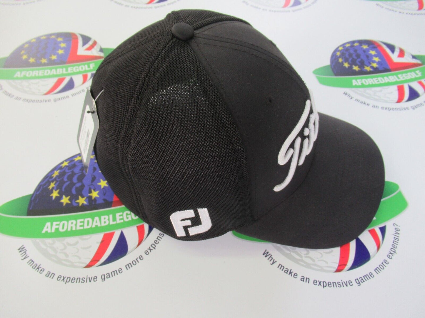 titleist tour sports mesh black medium/large fitted golf cap