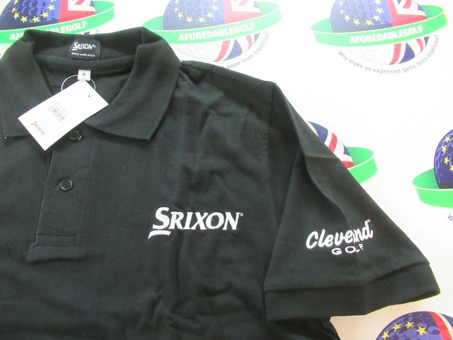 srixon tour issue dual branded black polo shirt uk size small