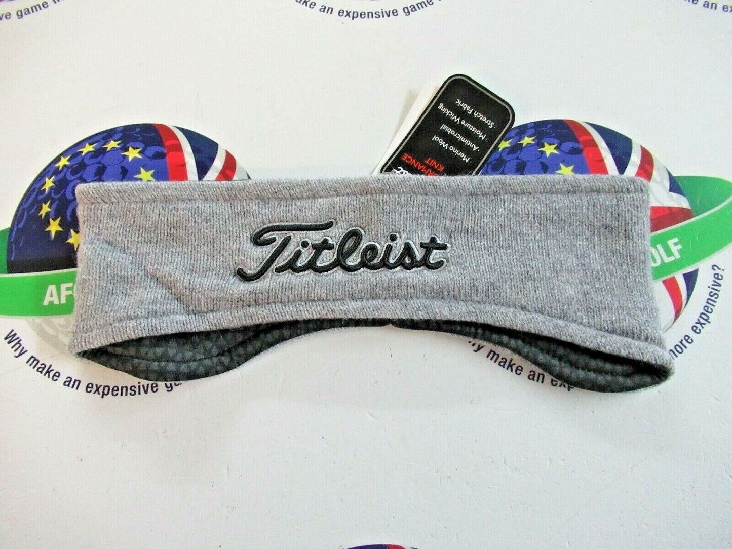 titleist 100% extra fine merino wool earband marl grey autumn/winter golfing