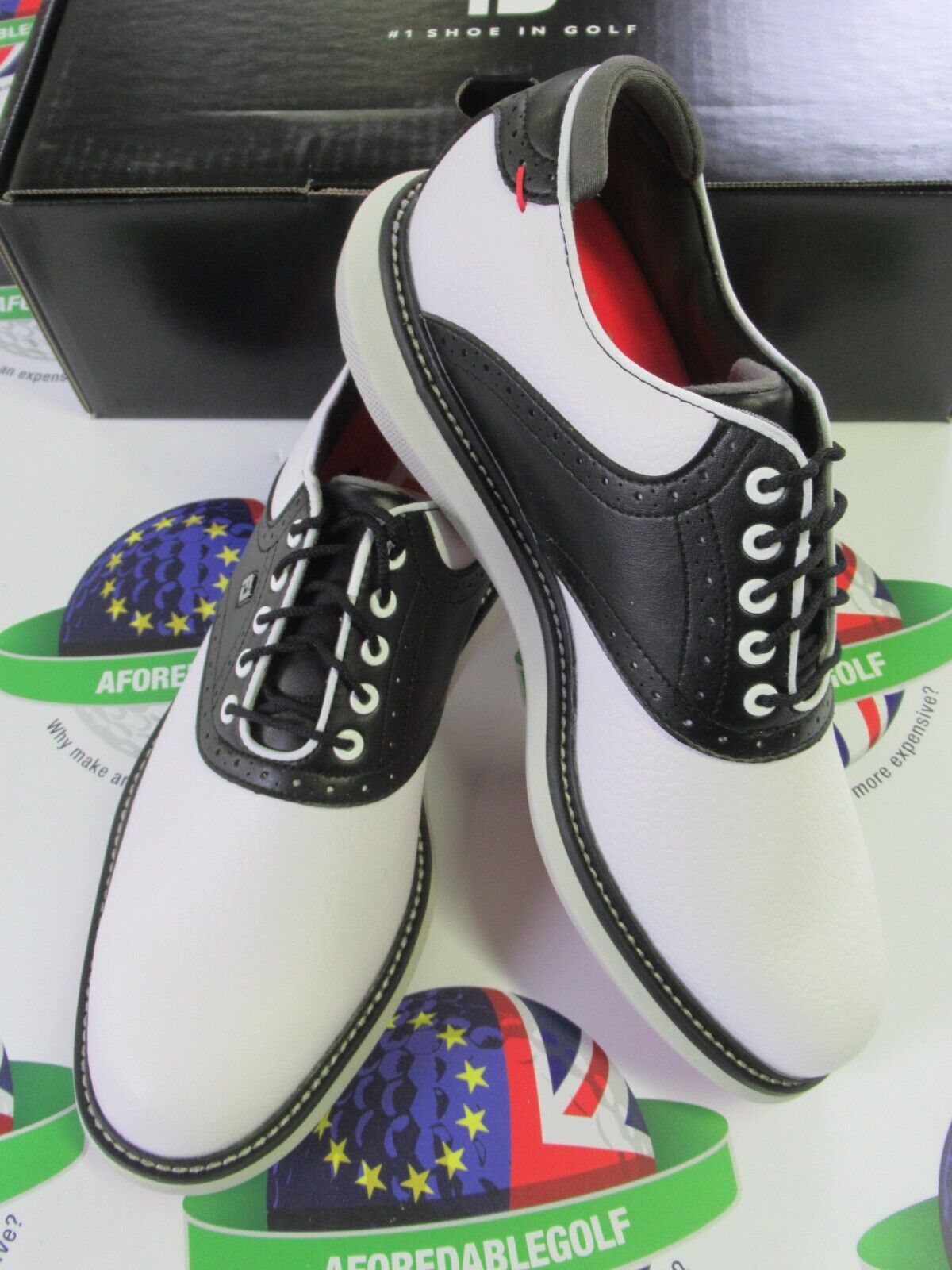 footjoy traditions waterproof golf shoes 57924k white/black uk size 8 medium