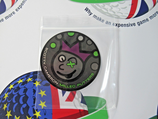 titleist scotty cameron Sticker Jackpot Johnny  3.125" Round Gray/Purple/lime