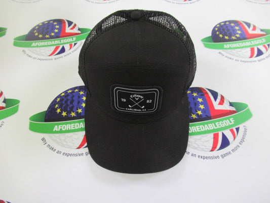 callaway golf 6 panel trucker mesh snap back adjustable golf cap black/white