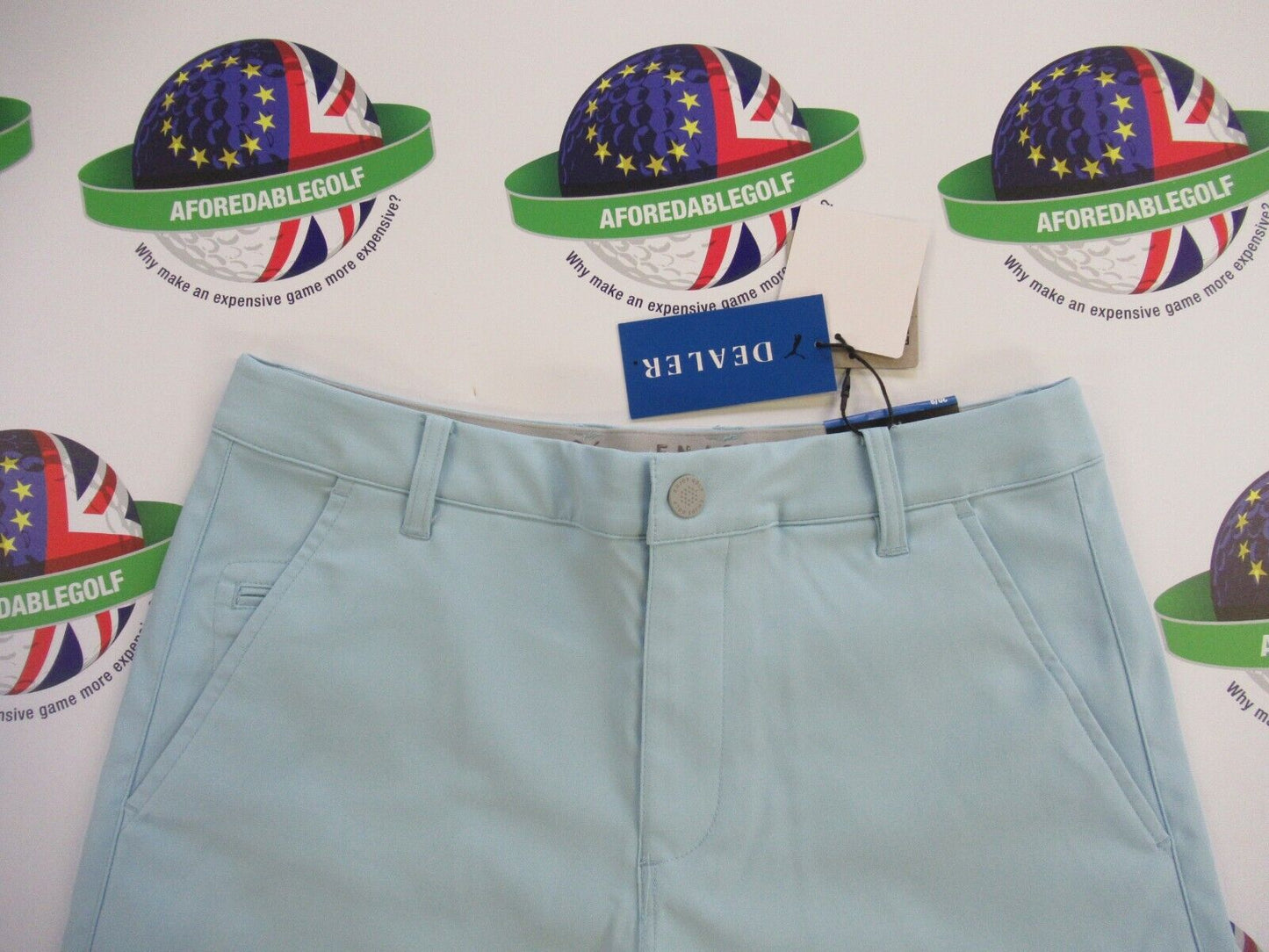 puma golf dealer 8" inseam shorts tropical aqua waist 30"