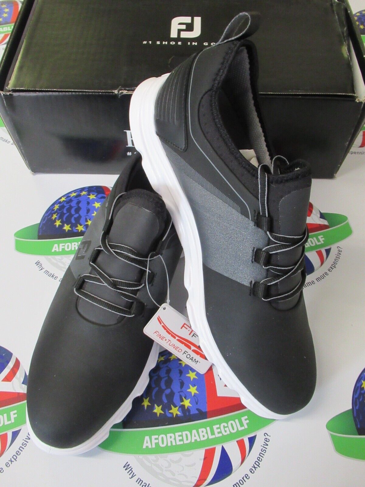 footjoy superlites xp golf shoes 58066k black/grey uk size 9.5 medium